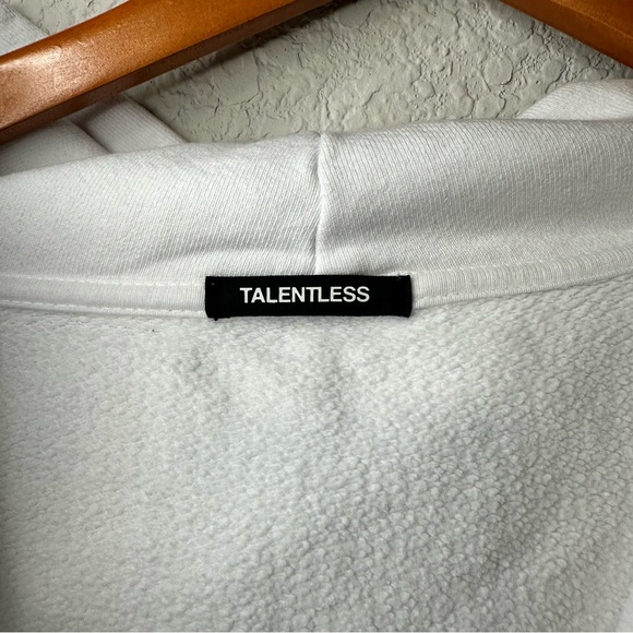 TALENTLESS Heavyweight White Women’s Hoodie Zipper Sweater Size Large - Picture 2 of 7